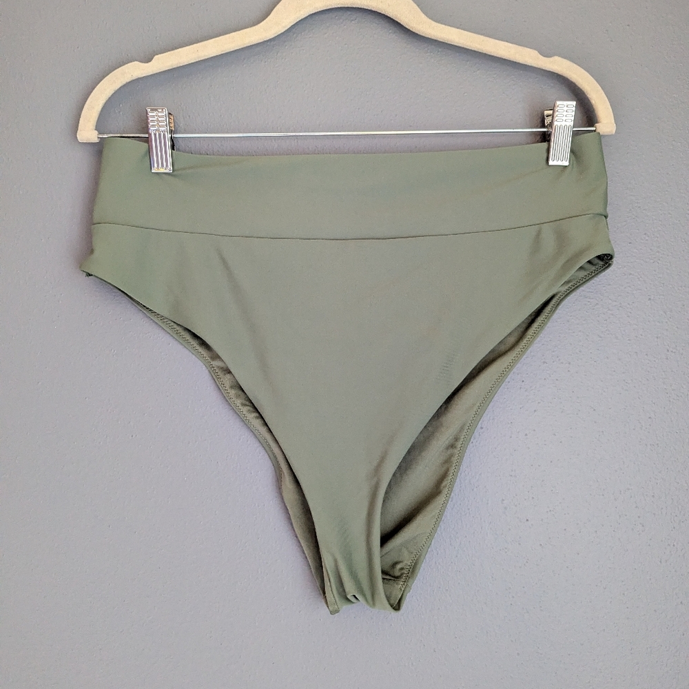 Aerie XL army green high-waisted bikini bottoms cheeky 16x14
